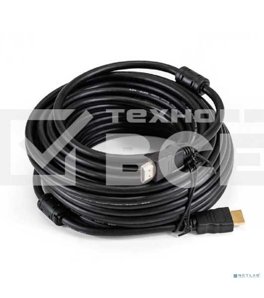 Кабель HDMI ExeGate EX-CC-HDMI-15.0F (19M/19M, 15м, v1.4b, ферритовые кольца, позолоченные контакты)