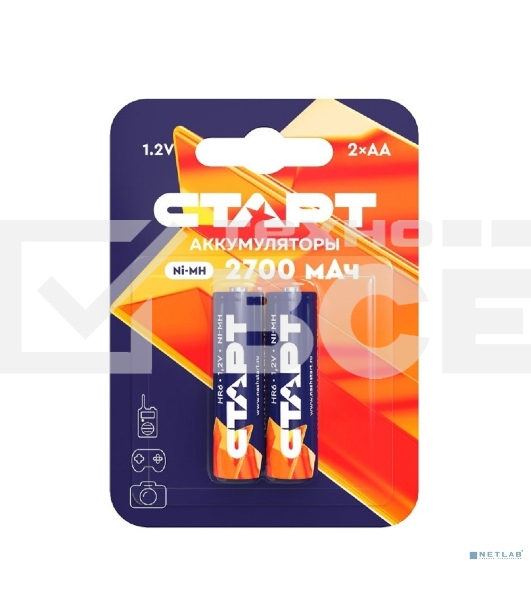 Аккумуляторы СТАРТ HR6 AA 2700mAh Ni-MH BL2 24/384, AA, 2700 мАч, 2 шт. в блистере