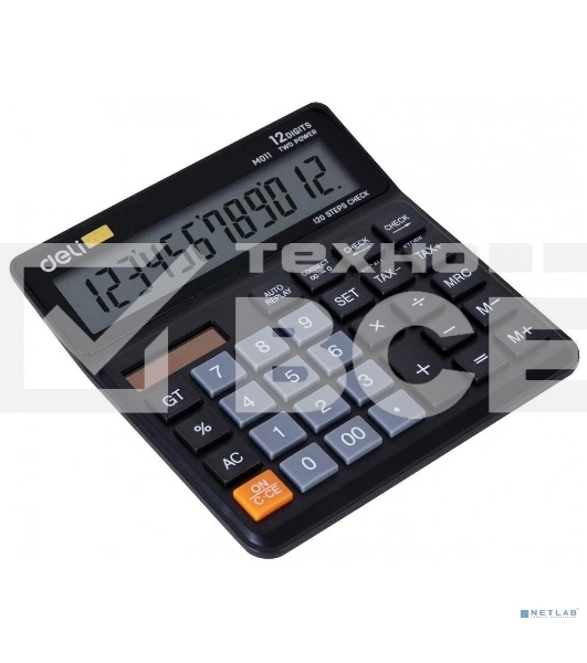 Калькулятор бухгалтерский Deli EM01120 черный 12-разр.