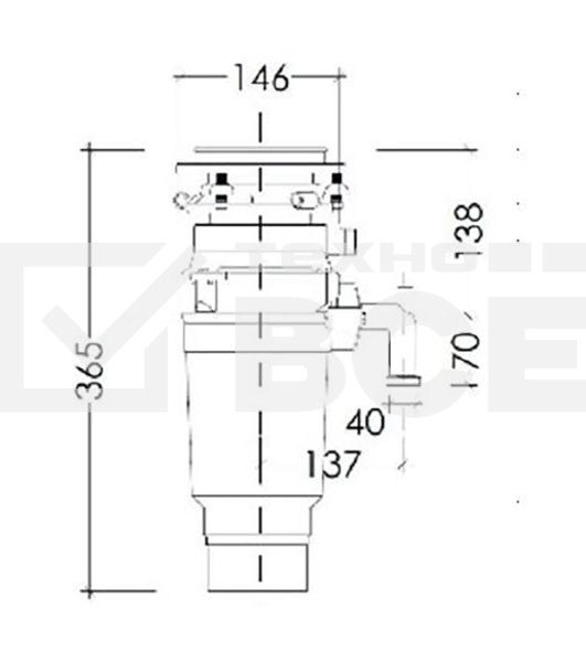 Измельчитель пищевых отходов Kuppersberg WSS 550 B, High-Tech, мощность 550 Вт, 3400-3800 об/мин, защита от перегрева, авто выключение, DC мотор, уровень шума 75 дБ, черный