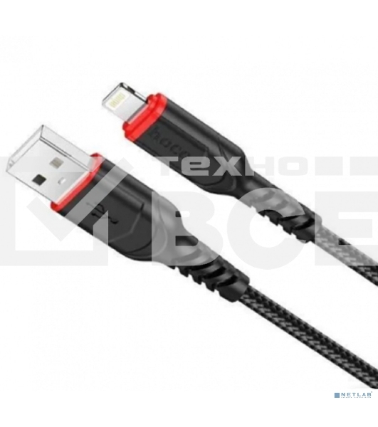 Кабель HOCO X59/ USB кабель Lightning/ 2m/ 2.4A/ Нейлон/ Black