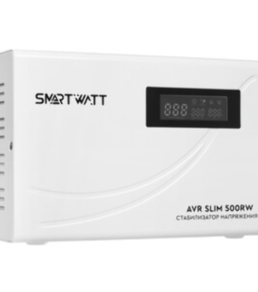 Настенный стабилизатор напряжения SMARTWATT AVR SLIM 500RW (100W - 260W, 500VA, 0.5 кВт, 50 Гц, розеток — 1, LED-диспле
