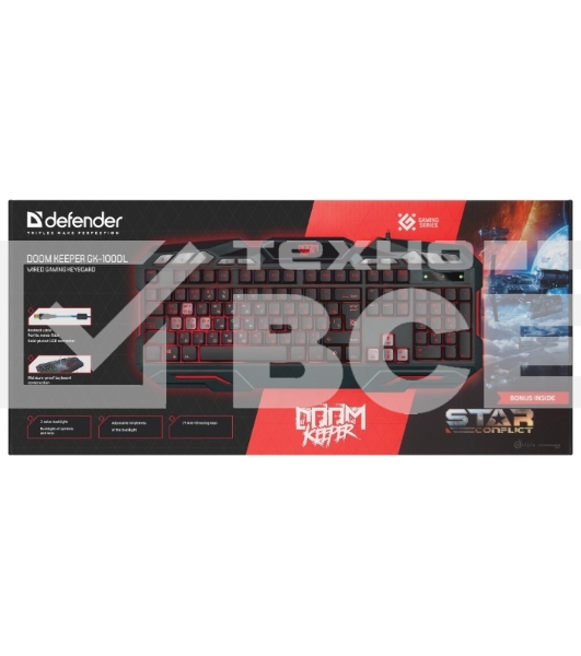 Клавиатура Defender Doom Keeper GK-100DL RUпроводная, USB, чёрный