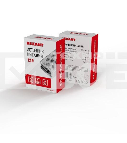 Источник питания 220 V AC/12 V DC 6 A 72 W с разъемами под винт, без влагозащиты (IP23)