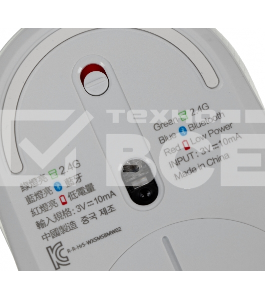 Мышь беспроводная Xiaomi Mi Dual Mode Wireless Mouse Silent Edition белый, 1300 dpi, радиоканал, Bluetooth, USB, кнопки - 5