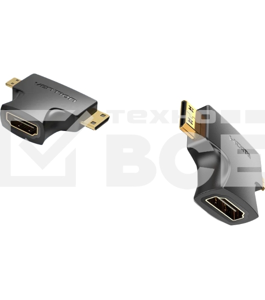 Адаптер-переходник Vention HDMI 19F/Mini HDMI+Micro HDMI