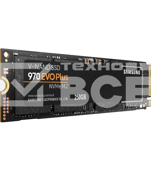 Накопитель SSD Samsung 970 EVO Plus MZ-V7S250BW, 250Gb, PCIe 3.0 x4, M.2 2280, NVMe, R/W 3500/2300