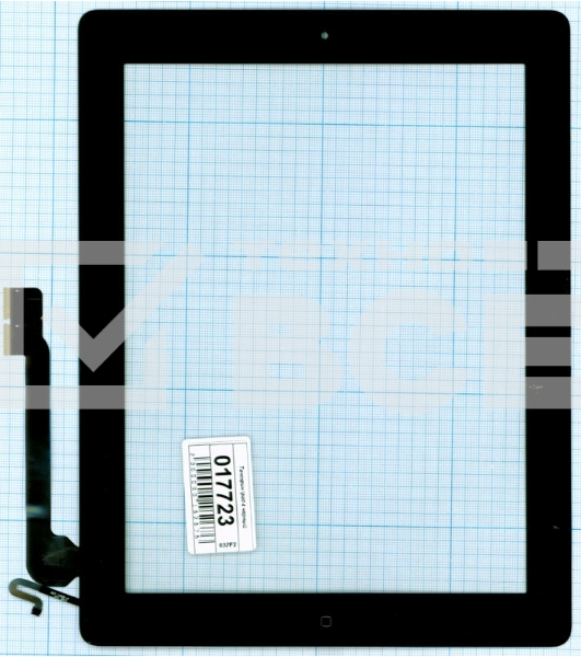 Сенсорное стекло (тачскрин) для iPad 4 черное с кнопкой OEM