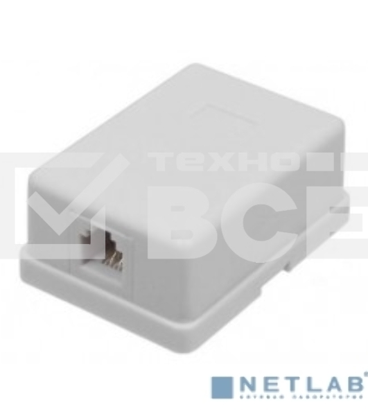 Настенная информационная розетка RJ45 8P8C, кат.5Е, UTP, 1-порт, белая 