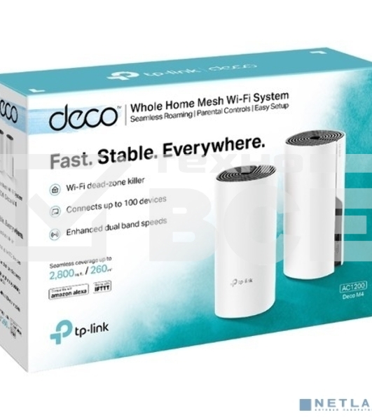 Роутер беспроводной TP-Link DECO M4 (DECO M4(2-PACK)) AC1200 10/100/1000BASE-TX (упак.:2шт)
