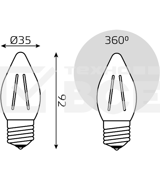 Лампа филам. Gauss Filament 7Вт цок.:E27 свеча св.свеч.бел.теп. (упак.:10шт) (103802107)