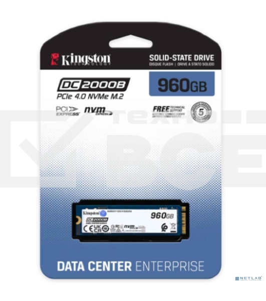 Накопитель SSD Kingston PCIe 4.0 x4 960GB SEDC2000BM8/960G DC2000B M.2 2280 0.4 DWPD