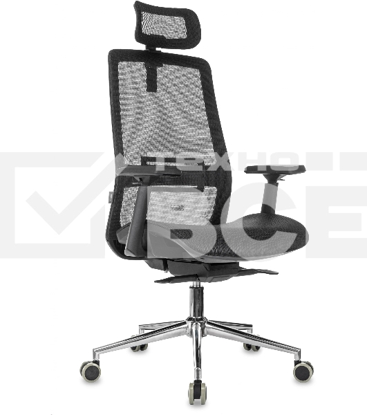 Кресло руководителя Бюрократ MC-912-H черный, сетка с подголов. крестов. металл хром