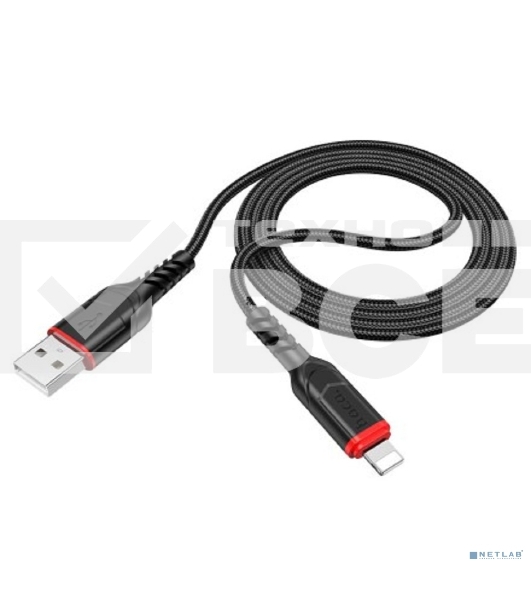 Кабель HOCO X59/ USB кабель Lightning/ 2m/ 2.4A/ Нейлон/ Black