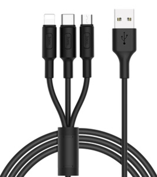 Кабель USB 2.0 HOCO X25, AM/Lightning M, черный, 1м