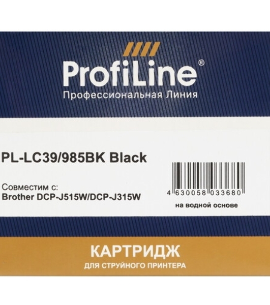 Картридж струйный ProfiLine PL-LC39/985BK для принтеров Brother DCP-J125/DCP-J315W/DCP-J515W/MFC-J220/MFC-J265W/MFC-J410/MFC-J415W с чернилами Black