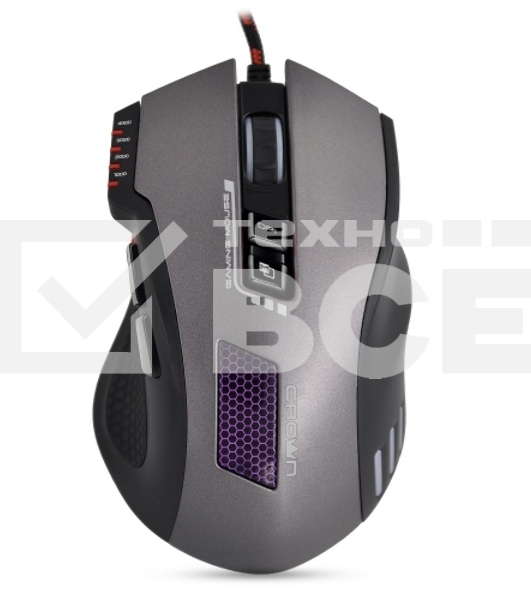 Мышь проводная Crown Gaming CMXG-711 черный, 4000 dpi, USB, кнопки - 8