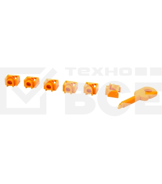 Комплект заглушек порта RJ-45 (6 шт.) + ключ, оранжевый