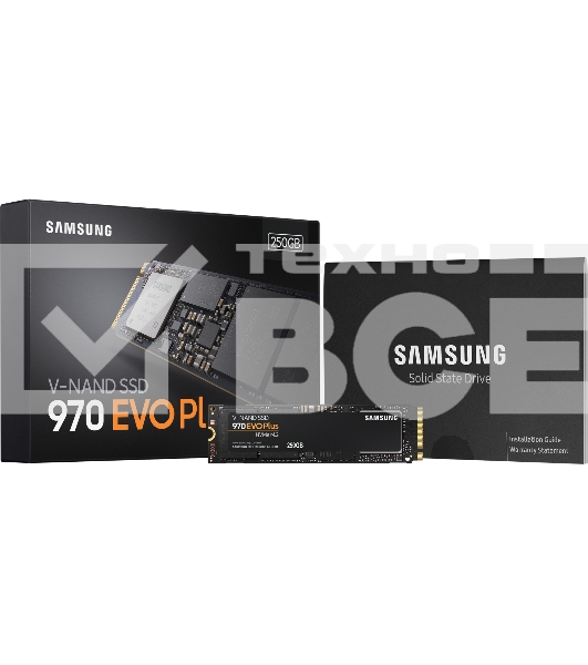 Накопитель SSD Samsung 970 EVO Plus MZ-V7S250BW, 250Gb, PCIe 3.0 x4, M.2 2280, NVMe, R/W 3500/2300