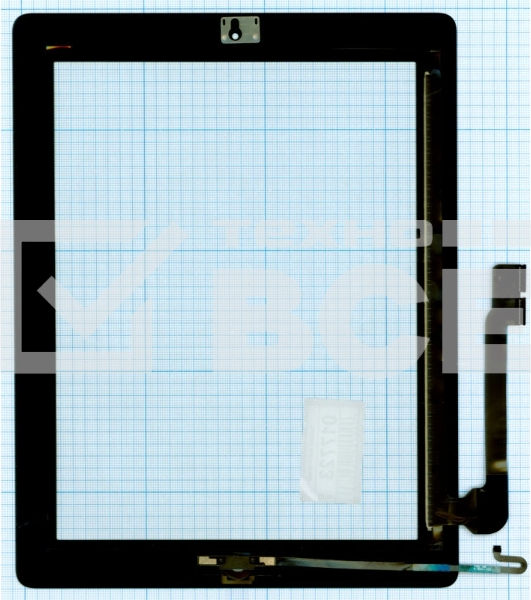 Сенсорное стекло (тачскрин) для iPad 4 черное с кнопкой OEM
