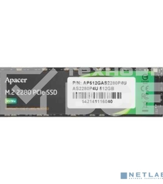 Накопитель SSD Apacer AS2280P4U, 512Gb, PCIe 3.0 x4, M.2 2280, NVMe, R/W 3500/2300