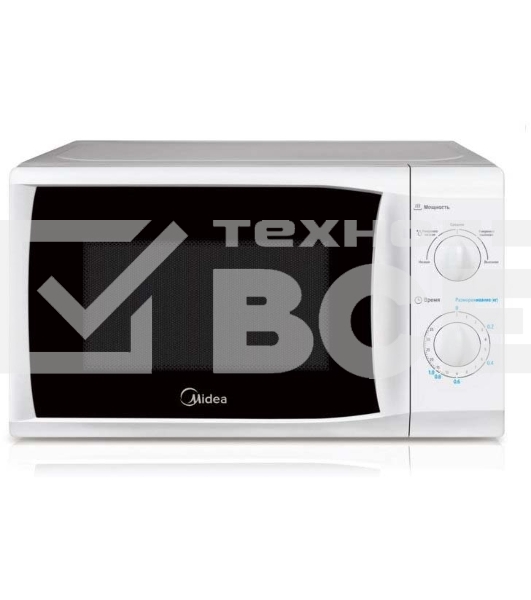 Микроволновая печь Midea MM720CFB белый, 20 л, 700 Вт, переключатели - поворотный механизм