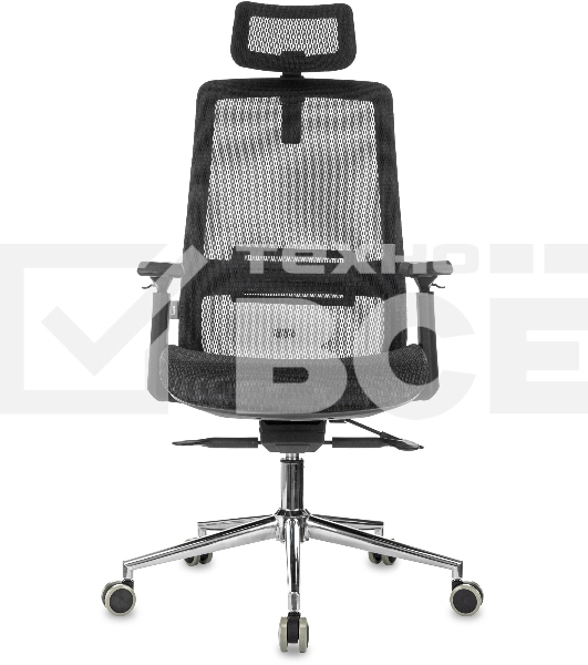 Кресло руководителя Бюрократ MC-912-H черный, сетка с подголов. крестов. металл хром