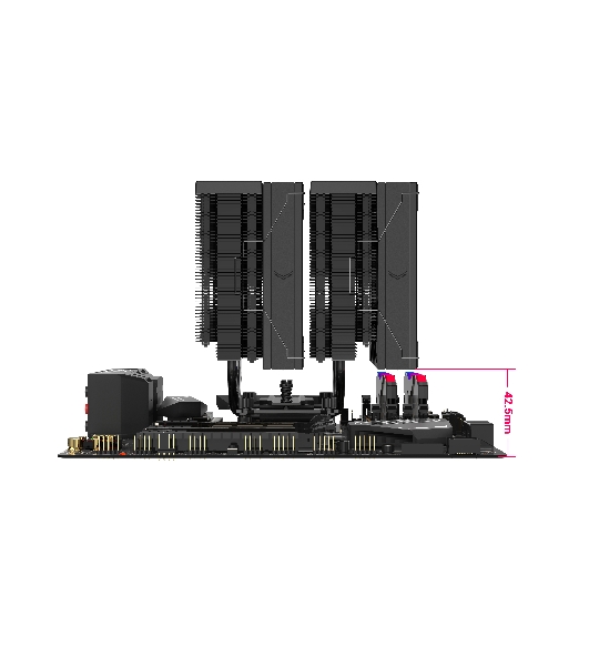 Кулер для процессора SAMA A60B (265W, 4-pin PWM, 156.5mm, 6x6mm, 2x120мм, 78CFM, 29dBA, 2200RPM, S: 1851/1700/1200/115X, AM5/AM4, черный)