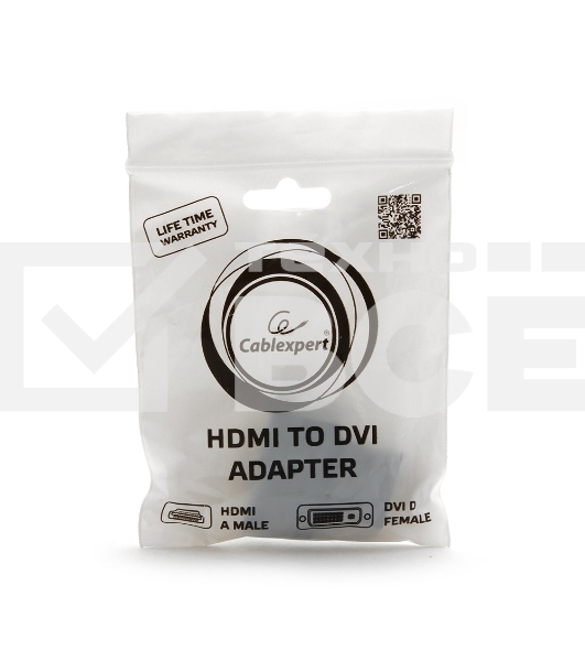 Переходник Gembird Переходник HDMI-DVI 19M/25F, золотые разъемы, пакет(A-HDMI-DVI-3)