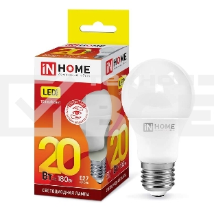 Лампа светодиодная LED-A60-VC 20Вт 230В E27 3000К 1800лм IN HOME 4690612020297