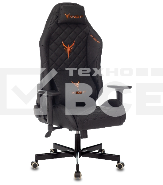 Кресло игровое Knight RAMPART черный, ромбик, эко.кожа, с подголов. крестовина металл