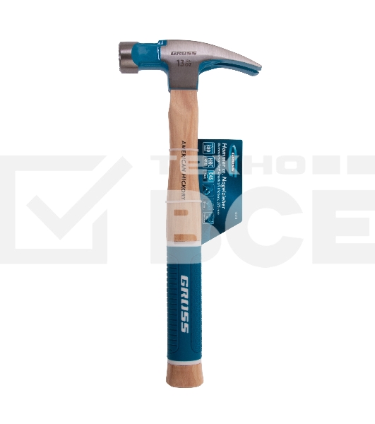 Молоток-гвоздодер Gross AMERICAN HICKORY 380 г, угол 75, магнит, обрезиненная рукоятка
