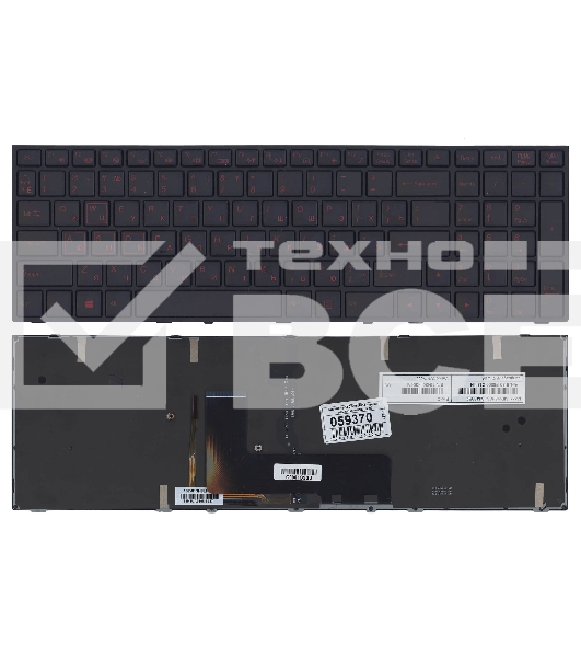 Клавиатура для ноутбука DNS Clevo P651 черная с рамкой с подсветкой