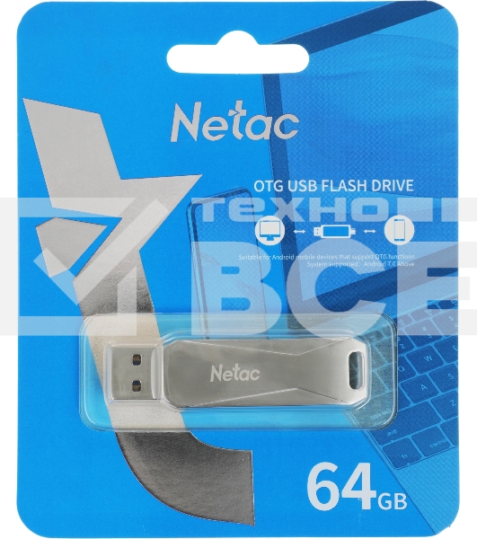 Флеш диск USB Drive Netac U782C dual USB3.0+TypeC 64GB, retail version