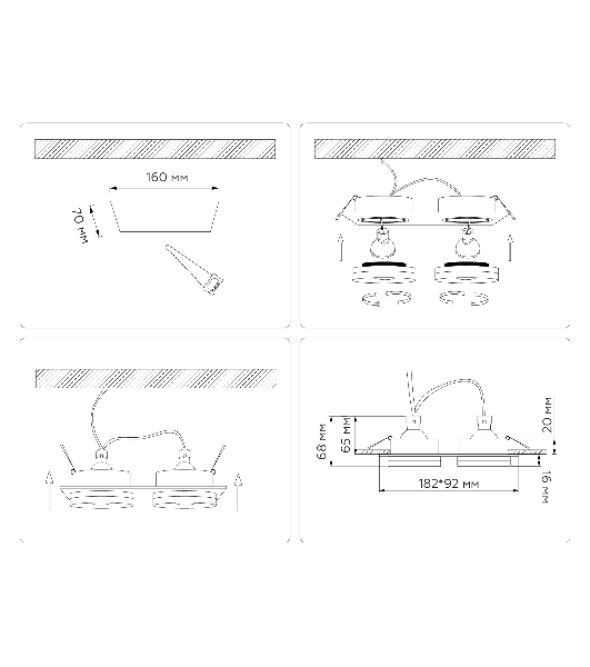 Светильник Ambrella light TN30711/2 WH белый GU5.3/2 182*92*36