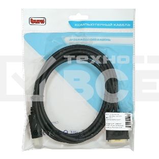 Кабель аудио-видео Buro 1.1v DisplayPort (m)/DVI-D (Dual Link) (m) 3м. Позолоченные контакты черный (BHP DPP_DVI-3)