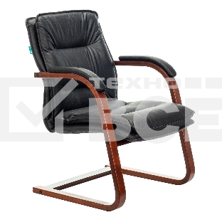 Кресло офисное Бюрократ T-9927WALNUT-AV черный, кожа, полозья дерево