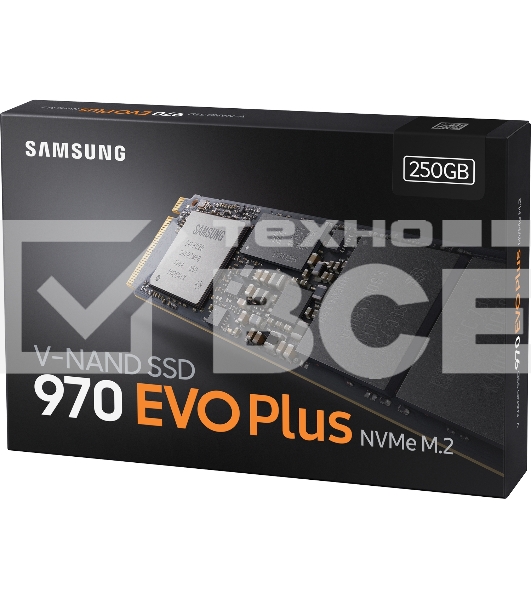 Накопитель SSD Samsung 970 EVO Plus MZ-V7S250BW, 250Gb, PCIe 3.0 x4, M.2 2280, NVMe, R/W 3500/2300