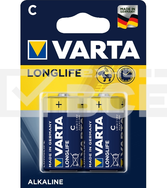 Батарейки VARTA Long Life C блистер 2 04114101412
