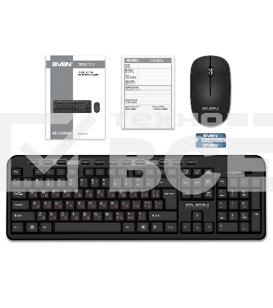 Набор SVEN KB-C3200W беспроводные клавиатура и мышь, чёрные