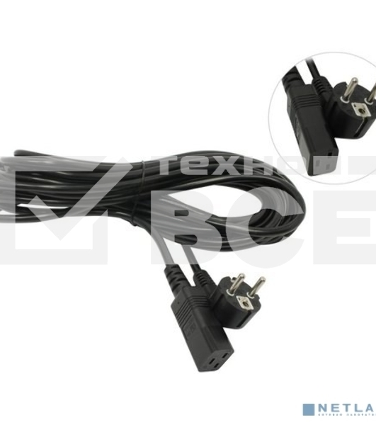 Кабель питания ExeGate Power PC19-10P (Евровилка Schuko->С19) VDE-250V-3*1.5-CU, черный, 16А, 10м