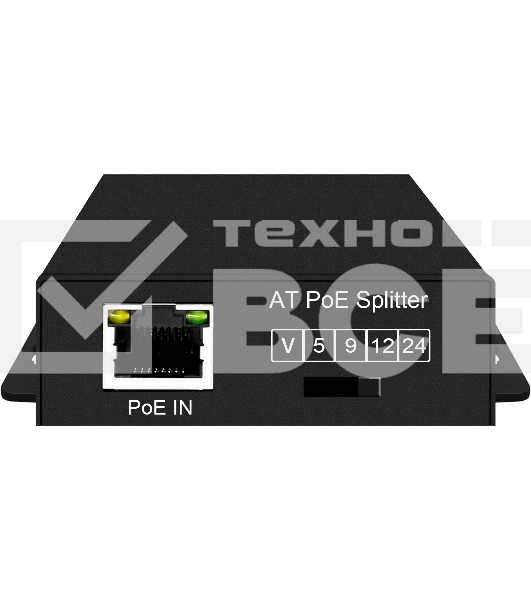 PoE-сплиттер Gigabit Ethernet с функцией выбора напряжения на 5/9/12/18V. Соответствует стандартам PoE IEEE 802.3af/at. Предназначен для питания оконечных сетевых устройств, не поддерживающих PoE. Порты: вх. - RJ45(10/100/1000 Base-T, IEEE 802.3af/at), вы