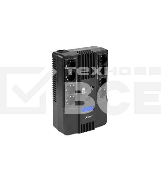 Источник бесперебойного питания Бастион SKAT-UPS 800-AID-IN-1x9-8 ИБП 220В 480Вт, LCD, АКБ 1x 9Ач, line interactive, мод.синус, 8хSchuko,2xUS (8933)