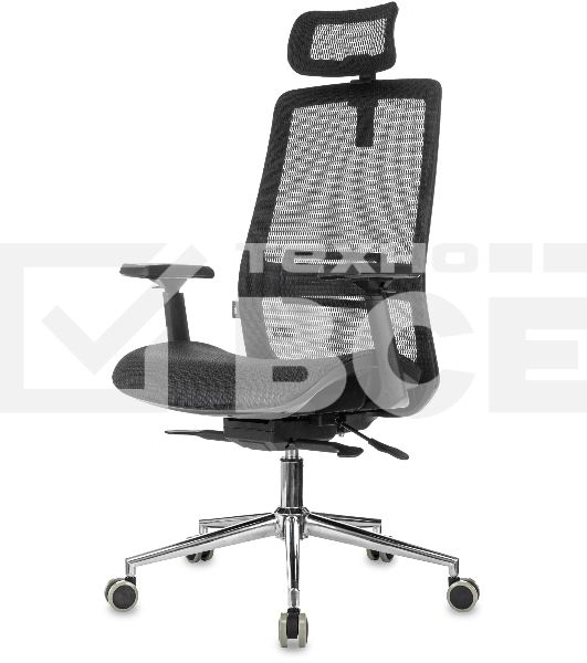 Кресло руководителя Бюрократ MC-912-H черный, сетка с подголов. крестов. металл хром