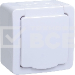 Розетка одноместная Iek ERMP12-K01-16-54-EC РСб20-3-ГПБб роз.1м с з/к о/у IP54 (цвет крышки:белый) ГЕРМЕС PLUS, фото 1