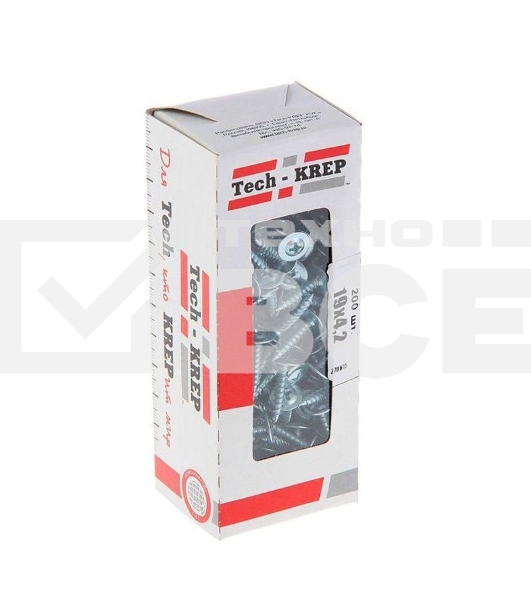 Саморез для тонкого метал. листа 4.2х19 (уп.200шт) коробка Tech-Krep 102140