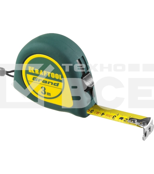 Рулетка KRAFTOOL GRAND 3м / 16мм с ударостойким корпусом (ABS) и противоскользящим покрытием