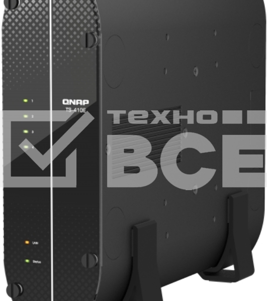 Сетевое хранилище SMB QNAP TS-410E-8G NAS fanless 4 2.5 SSD trays. Intel Celeron J6412 4-core 2.0-2.6 GHz, 8 GB RAM (max), 2x2.5 GbE, 4xUSB 3.2 Gen 2 (10Gbps),1xHDMI