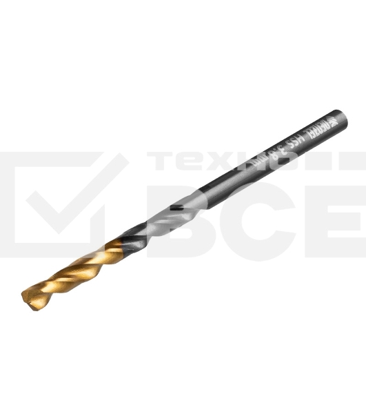 Сверло по металлу, 3,8 мм, HSS-Tin, Golden Tip, 10 шт. Denzel