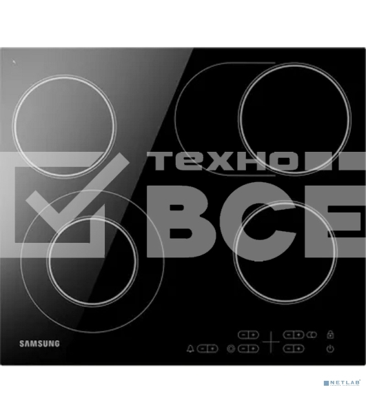 Встраиваемая электрическая варочная панель Samsung NZ64T3516AK/WT, 55 х 575 х 505 мм, стеклокерамика, скошенный край, черный